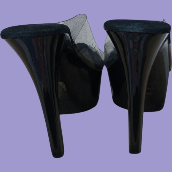 Ellie  Platform Vanity 6 Heels Black/Clear Size 11 - Picture 2 of 14